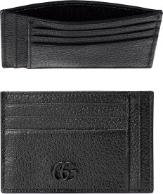 GUCCI グッチブラックレジンダブルGロゴ ブラックレザーカードケース パスケース 財布型押し革 黒色 定期入れ カードウォレット 1000BKクレジットカードケース