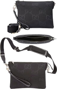 GUCCI �O�b�` �����Y ���f�B�[�X�΂ߊ|���V�����_�[�o�b�O�I�[���u���b�N�W�����{GG�L�����o�X�~�f�B�A�����b�Z���W���[�o�b�O�}�L�V�T�C�YGG�p�^�[�� �Z�J���h�o�b�O���U�[�g���� �R�b�g