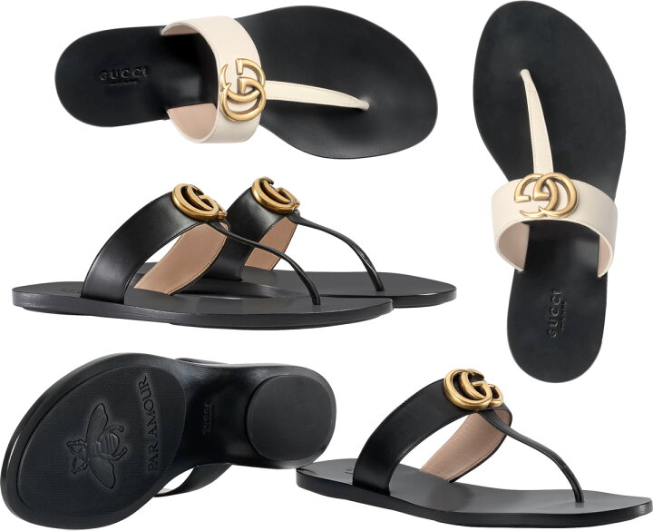 楽天市場】GUCCI グッチ レディース メンズダブルGロゴ トングレザー 