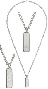 GUCCI Ob` y_glbNX_CASi C^[bLOGGO[rOS`F[lbNXX^[OVo[ `F[ NXv N[W[PENDANT NECKLACE8106SL