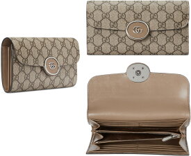 GUCCI グッチ レディース小銭入れ付き二つ折り長財布ミニバージョンダブルエンブレムGロゴベージュ×ダークブラウンGGスプリームキャンバス2折コンチネンタルロングウォレット モアレライニングシルバーオーバルダブルGロゴ PETITEGG9770BEDBRLONGWALLET