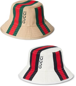 GUCCI グッチ メンズ レディース イタリア製帽子キャンバスハット ホワイト キャメルブラウン刺繍ロゴ エンブロイダリーロゴグリーン ネイビー レッドウェブストライプHAT BUCKET WEB 9879BE9678WH