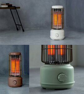 空気を汚さず温まる電気ヒーター遠赤外線効果で芯から暖まる電気ストーブリビングや脱衣所に置けるレトロデザイン暖房器具ミントグリーン アッシュブラウン ホワイトアイボリーガード