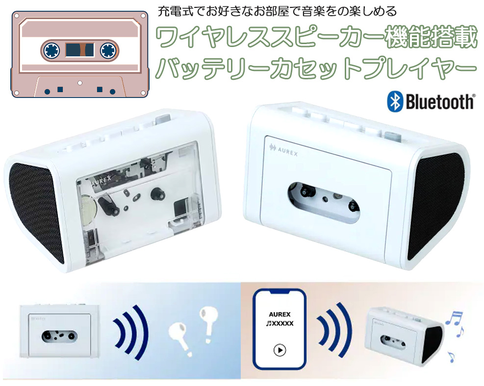 楽天市場】カセットテープが再生できるBluetoothワイヤレススピーカー