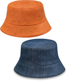 LOUIS VUITTON ルイヴィトン メンズ レディース 帽子バケットハット モノグラムコンステレーショントーンオントーンデボスシグネチャーブルー オレンジ コットン混紡デニム肌寒い日や雨の日にもぴったり天候を問わずお楽しみいただける多用途なアイテム