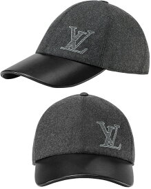 LOUIS VUITTON ルイヴィトンモダンスポーティキャップ メンズ レディースLVイニシャルロゴつば付き帽子モノグラムシャドウ LVロゴ ブラッククラシカルベースボールスタイルバックカーフレザーストラップで調節可能