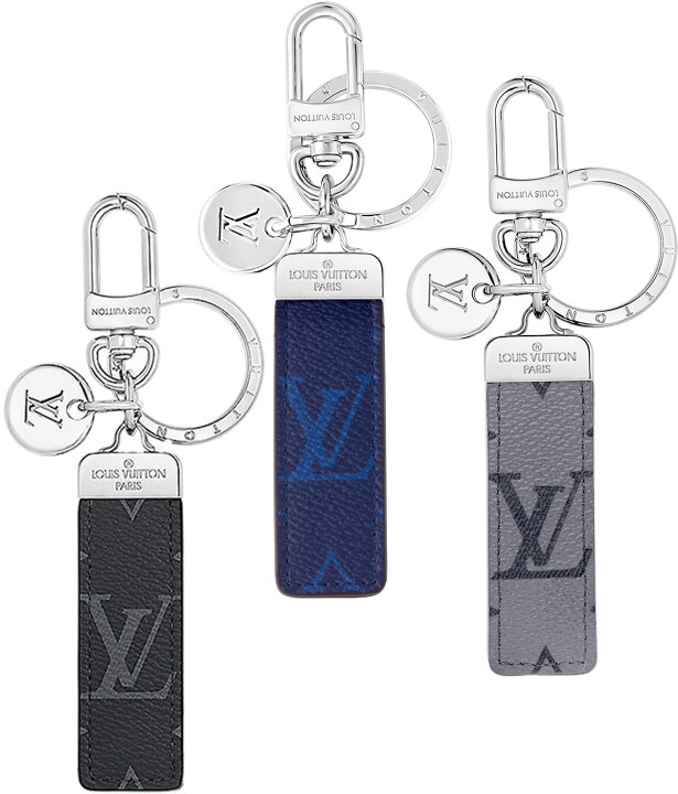 LOUIS VUITTON メンズ レディースロゴ刻印キーリング フックルイヴィトン キーホルダーLVロゴコインシルバー グレー ブラック ブルーポルトネオLVクラブ ナスカン LVサークルモノグラムエクリプスリバースキャンバスレザーストラップ kaminorth