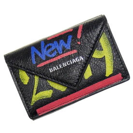 バレンシアガ BALENCIAGA 三つ折財布(小銭入れ付き)PAPIER MINI WALLETブラック BLACK手のひらサイズのミニウォレット