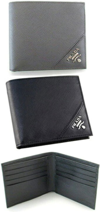 楽天市場】PRADA プラダ2つ折り財布 札入れSAFFIANO METALブラック 