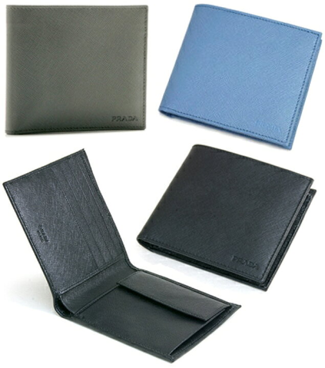 楽天市場】PRADA プラダ 小銭入れ付きメンズ二つ折り財布エンボスロゴ  