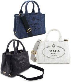 PRADA プラダサイド三角ロゴ 2WAYハンドバッグブラック デニムブルー ホワイトミニトートショルダーバッグスクリーンプリント トライアングルロゴプレートかばん カバン 鞄 CANAPABAG F0008BLF0002BKF0009WH