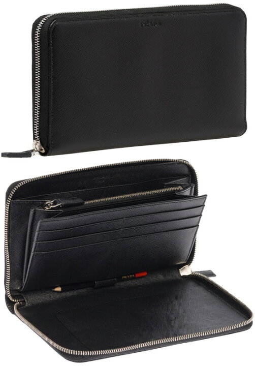 楽天市場】PRADA プラダ 小銭入れ付きラウンドファスナー長財布  