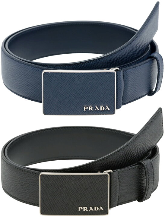 楽天市場】PRADA プラダ メンズレザーベルトエナメルメタルスクエア  