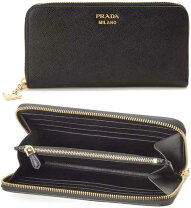 楽天市場】プラダ ラウンドファスナー サフィアーノ ブラックの通販 