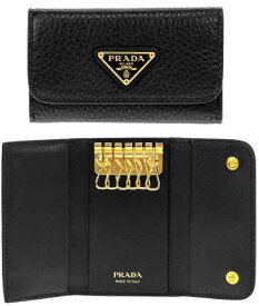 PRADA プラダ 6連キーケース三角ロゴプレート 型押しカーフレザ－ヴィッテロムーブカーフレザーミラノ トライアングルロゴプレート テスートナイロントライアングルロゴ ミラノクレストメタルロゴVITTELO MOVE TRAIANGOLONEROF0002BK TESSUTO