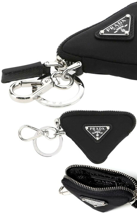 楽天市場】PRADA プラダ 三角おりぎり型小銭入れキーリング＆カラビナ  