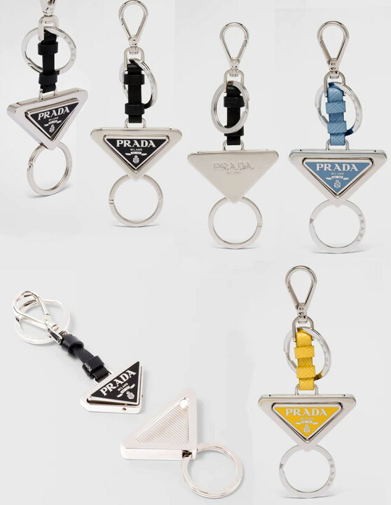 楽天市場】PRADA プラダカラビナフック付きWリングレザーストラップ 