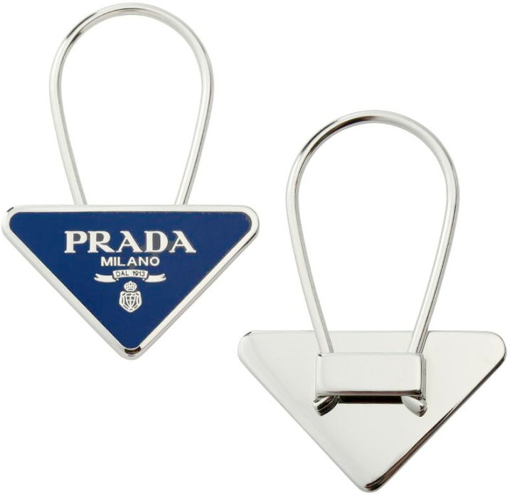 □極美品□ PRADA プラダ トライアングルロゴプレート キーホルダー  
