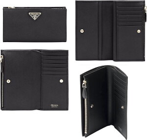 PRADA �v���_ �����Y ���f�B�[�X�����Ƀt�@�X�i�[���K����t����܂蒷���z���^���g���C�A���O�����S�T�t�B�A�m���U�[ 2�ܒ����z�u���b�N���v �����O�E�H���b�gSAFFIANOF0632BKSL