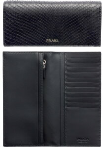 �v���_ PRADA �֊v �����Y���K����t����܂蒷���z�u���b�N�p�C�\�����U�[ ���^�����S����^�����^�����O���S 2�܂蒷���z���O�W���A���[�����O�E�H���b�gF0002BK PYTHON LEATHER ������ 