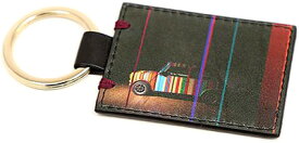 Paul Smith ポールスミスキーリング ミニクーパーマルチカラー×ブラック暗闇の中にミニ レザータグブラック 型押しロゴ リングホルダーグラフィックプリント キーリングKEY RING メンズ エンボスロゴ MEN KEYFOB MINI×HATCH