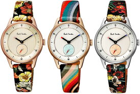 Paul Smith watch ポールスミス 腕時計モダンウォッチ レディースアクセント指針 花柄プリントレザーベルトアナログ ロンドンチャーチストリートシルバー ゴールド チャーチストリートミニシャッターパターンサブダイアル スワール