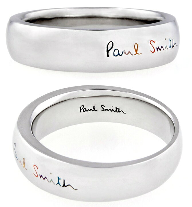 楽天市場 Paul Smith ポールスミスマルチカラーグレイビングロゴメンズ 曲線円柱型 シルバーリングロゴ刻印リング指輪 約17号 約21号simpleline Silver Ring Kaminorth