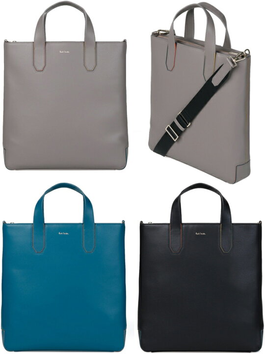 楽天市場 Paul Smith ポールスミス2wayトートバッグ型押しスプリットレザーショルダーバッグ 箔押しロゴペイントカラーエッジグレー ブラック ブルーかばん カバン 鞄 Bag 縦長ショッピングトートバッグ取り外し可能ショルダーストラップ Kaminorth