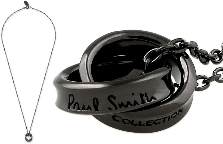 楽天市場 Paul Smith ポールスミス コレクションロゴ刻印2連リングトップロゴ刻印ダブルリングトップペンダントブラックネックレスチェーン アクセサリー Wリング Collection Double Ring Necklace Kaminorth