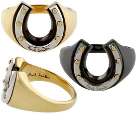 Paul Smith ポールスミス ハンドメイド指輪メンズ 馬蹄型ブラックリング ゴールドリング馬鉄 ロゴ刻印 ホースシューリングアンティーク加工 約17号 約21号HORSESHOE GOLD BLACK RING