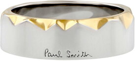 Paul Smith ポールスミス 指輪メンズ シルバーリングカットインゴールドコーティング立体挿表面加工ロゴ刻印 約17号 約21号 テクニカルモダンコンビネーションGIZAGOLDPLATESILVER RING LOGO