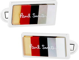 Paul Smith ポールスミス メンズマルチカラーカフリンクススーツのジャケットから出るシャツの袖口のアクセサリー蝶貝×樹脂 シルバーカフスレッド×イエロー×ブラック×グレー×ホワイトAccessories Silver Cufflinks