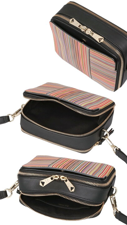Paul Smith 本革コンビ/斜め掛けショルダーバッグ/マルチストライプ 