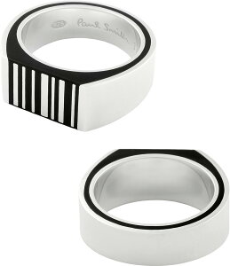 Paul Smith �|�[���X�~�X �����Y �w�փV���h�[�X�g���C�v�����O�u���b�N�}���`���C�h�G�|�L�V�X�g���C�v�V���o�[�����O925 ���S���� 17�� 21��STRIPE SILVER RING�a������L�O���ȂǓ��ʂȓ��ɑ���