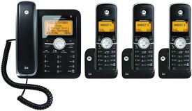 Motorola モトローラデジタルコードレスフォン盗聴がされ難くクリアな音声通話が可能なDECT6.0採用センタービッグシルバー オレンジビッグLCDディスプレイデジタル留守電話機能付き電話機コードレス子機増設可能 ブラックCordless + Corded Phones