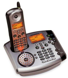 Motorola MD7081モトローラー デジタルコードレスフォン2回線の電話番号を1台でクリア音声 5.8GHz複数回線 留守番機能付き電話機Cordless Telephoneベース＆コードレス子機シルバー×ガンメタ
