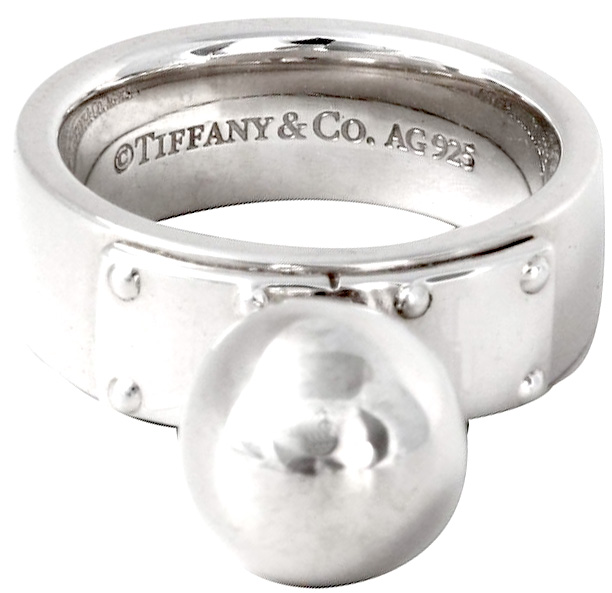 Tiffany＆Co.　ティファニーボールダングルリングリングに大胆ににボールがぶら下がったデザインの指輪ジュエリー シンプルライン  スターリングシルバーφ9.5mm ロゴ刻印ボール アクセサリー HardWear | kaminorth