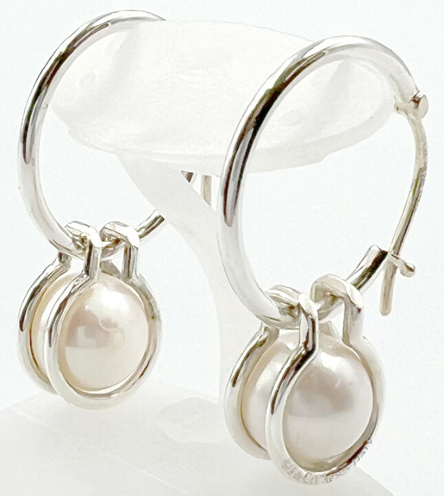 楽天市場】Tiffany&Co.ティファニーパールワイヤーフープピアス  