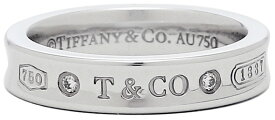 TIFFANY&Co. ティファニー レディース 指輪1837刻印 ダイヤモンドリング18Kホワイトゴールド ナローリング アクセサリーT&CO 0.02カラットモダンデザイン シルバーコレクション婚約指輪 ウェディング WHITE GOLD 結婚指輪