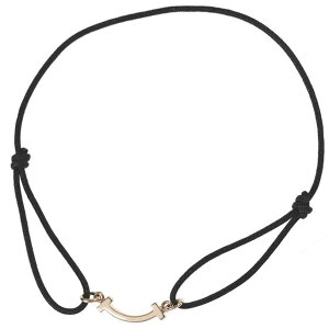 Tiffany&Co. ディファニー メンズ レディース18Kローズゴールドブレスレットブラックコード Tスマイルコレクションスマイルブレスレット ティファニーアクセサリーノットスライドサイズ調整 T