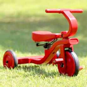 乗り心地を考えた乗用玩具サドルサスペンション付き木製三輪車レッド ダークブラウン ナチュラル ブラックウッデントライク　子供用3輪車ライドオン 乗り物　乗用玩具木製で暖かみのあ