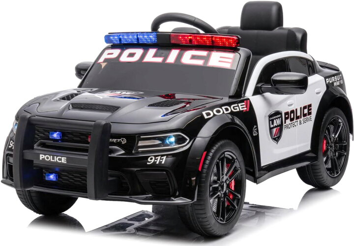 楽天市場】電動乗用パトカーポリス ブラック×ホワイト一人乗り子供用 