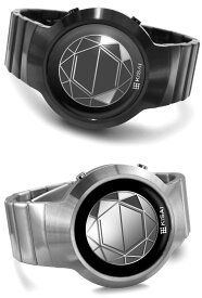 未来系LED腕時計 アルミケースメンズ レディース ユニセックスウォッチブラック シルバーブラックLCD時刻、日付け、アラーム、アニメーション、ELバックライトを備えた多機能モデル