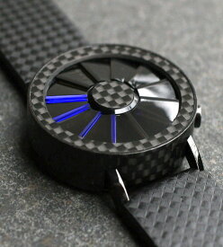 未来系LED腕時計 メンズウォッチレディースデジタルウォッチブレードボルテックス 時計の概念をリセットしたレッドLED ブルーLED グリーン LED飛行機のエンジンのタービンをモチーフカーボンファイバーブラックベルト ユニセックス
