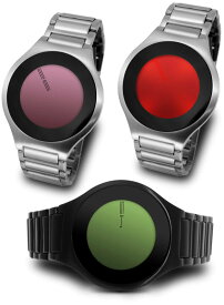 未来系LED腕時計 メンズウォッチレディースデジタルウォッチメーターボルテックス 時計の概念をリセットしたブラック シルバーケースブラックレザーバンドベルト ユニセックスグレーダイヤル 電気メーター回転ドラムディスクで時間を表示