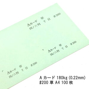 10月最大800円OFFクーポン 【 数量限定 特価品 】 【 特殊紙 】 Aカード 180kg (約0.22mm) #200 草 A4 100枚 | カラー ケント紙 ファンシーペーパー 印刷用紙 カラー用紙 カラーペーパー カード 平らな紙