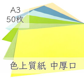 6月最大350円OFFクーポン 【選べる23色】 色上質紙 中厚口 A3 50枚 厚紙 色画用紙 画用紙 カラー コピー用紙 メニュー表 スタンプ ポイント カード 台紙 スクラップブッキング タグ ハンドメイド インクジェット対応