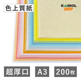 2月最大800円OFFクーポン 【選べる31色】 色上質紙 超厚口 A3 200枚 厚紙 カラー コピー用紙 表紙 賞状 名刺 台紙 ショップカード ポイントカード 台紙 スクラップブッキング タグ ハンドメイド インクジェット対応