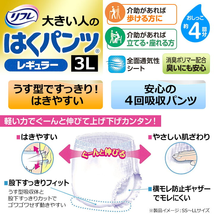 楽天市場】【当日発送】 リフレ 大人用紙おむつ 大きい人の はくパンツ 