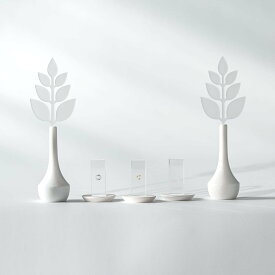 「《 かみさまの神具5点セット 》光の一輪挿し ＆ 光のお供えプレミア 」 神具セット 神具一式 モダン神棚 神具 セット 地平 榊 枯れない榊 モダン神具 お供えセット お供え 一式 水 米 塩 お水 お米 岩塩 神棚飾り きれい サカキ 造花 賃貸 ギフト 引っ越しギフト